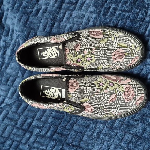 Vans Slip-On Stackform Platform Shoes In Tapestry Floral Black SZ 8 Women, New - Picture 8 of 15